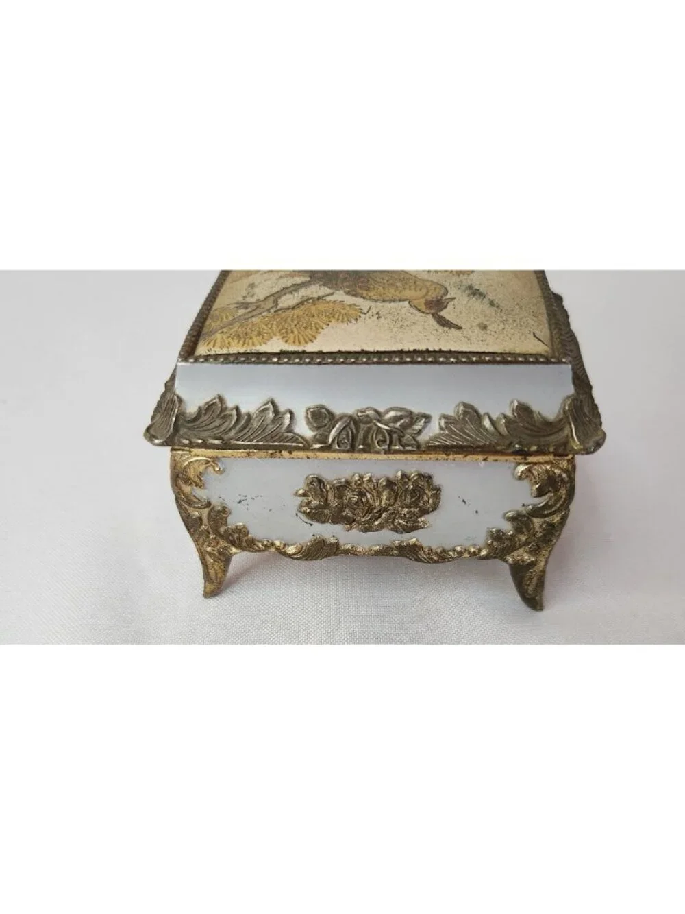 Vintage 1990 Peacock Jewelry Box Made in Japan 3 1/4